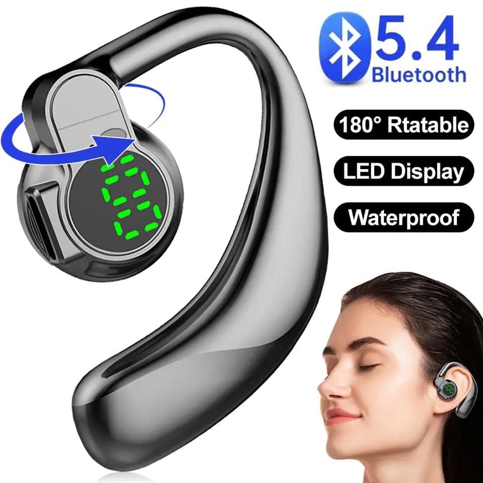 MUHUO Condução Óssea Fones De Ouvido Sem Fio 180 Graus Rotativo Bluetooth Handsfree Ganchos Cancelamento Ruído Com Micro