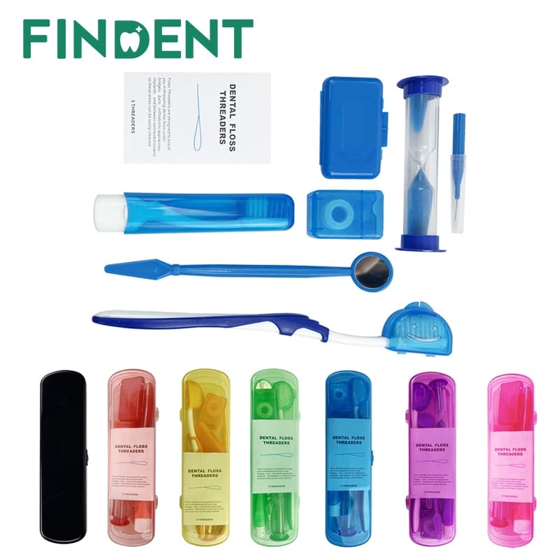 8 Pçs/Caixa Kit De Cuidados Bucais Ortodônticos Portátil Viagem Dobrável Escova De Dentes Dental Boca Espelho Fio Thread