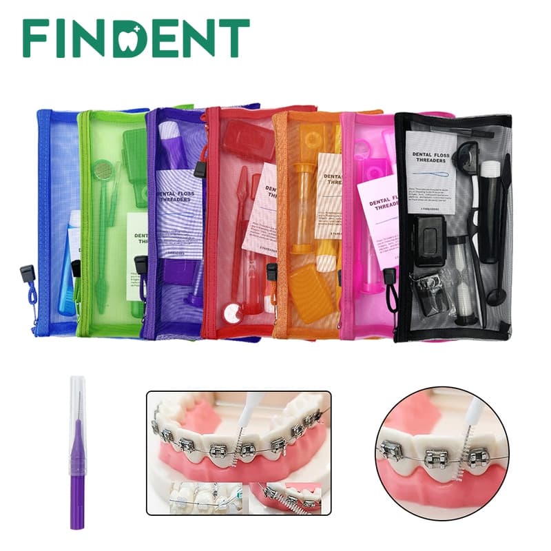 Kit De Cuidados Bucais Ortodônticos Para Viagem , 8 Unidades , Escova De Dentes Dobrável , Escovas Interdentais , Espelh