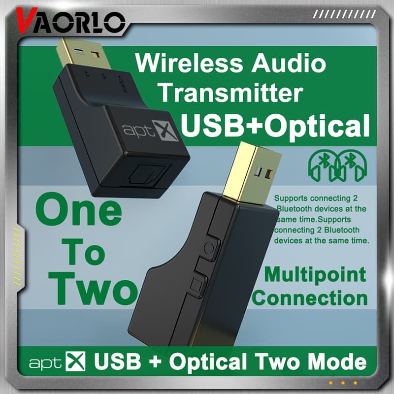 Transmissor Óptico Sem Fio USB Bluetooth 2 Em 1 Adaptador De Áudio 5.4 AptX De Baixa Latência Para TV PC