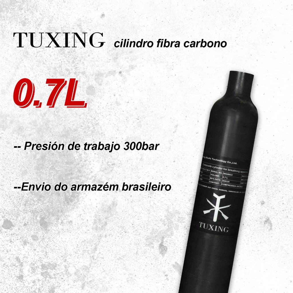 TUXING 300Bar 0,7L 700cc Cilindro de Fibra de Carbono Tanque PCP Mergulho de Alta Pressão M18*1.5
