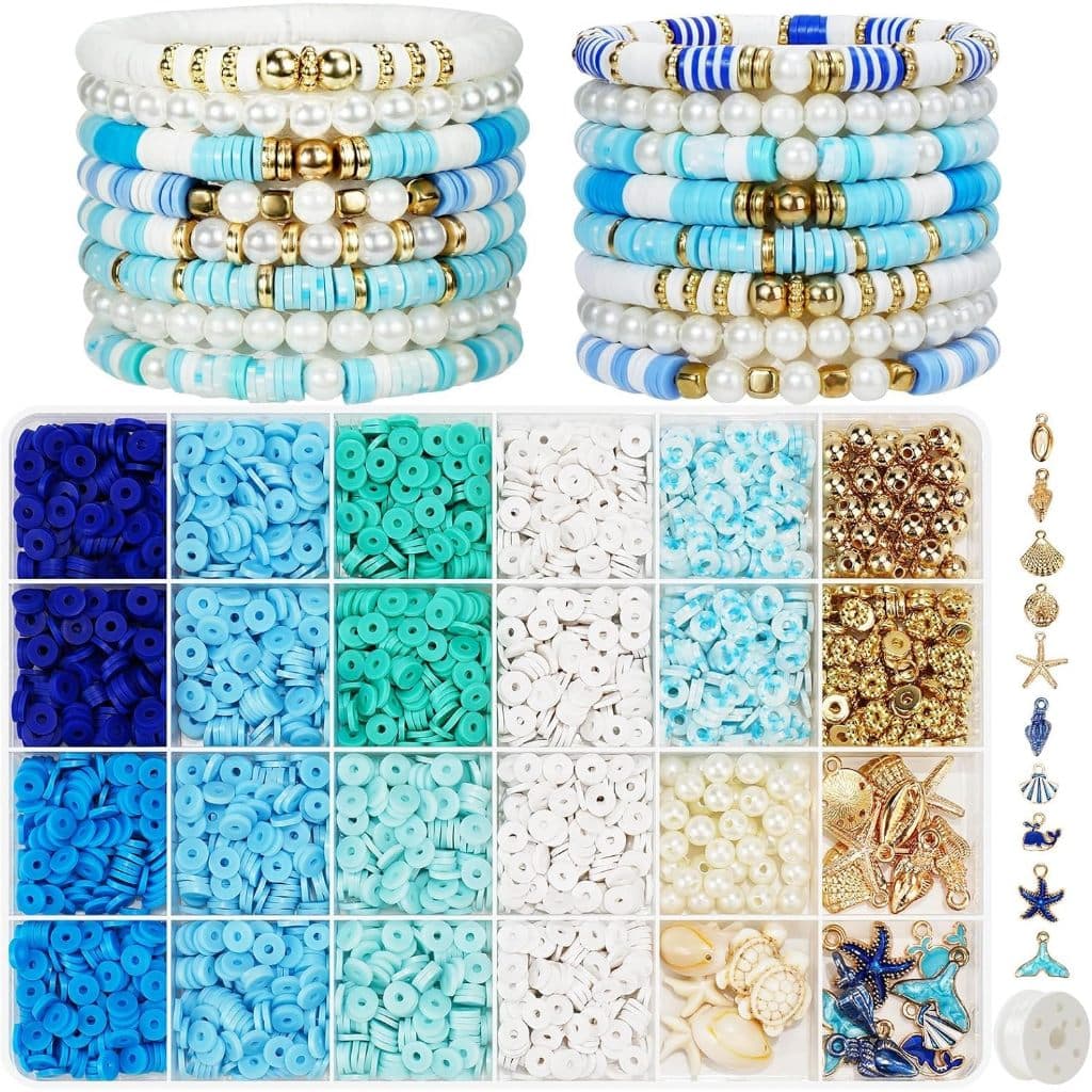 3000 peças de contas de argila para pulseiras, kit de fabricação de pulseiras de contas de argila com contas