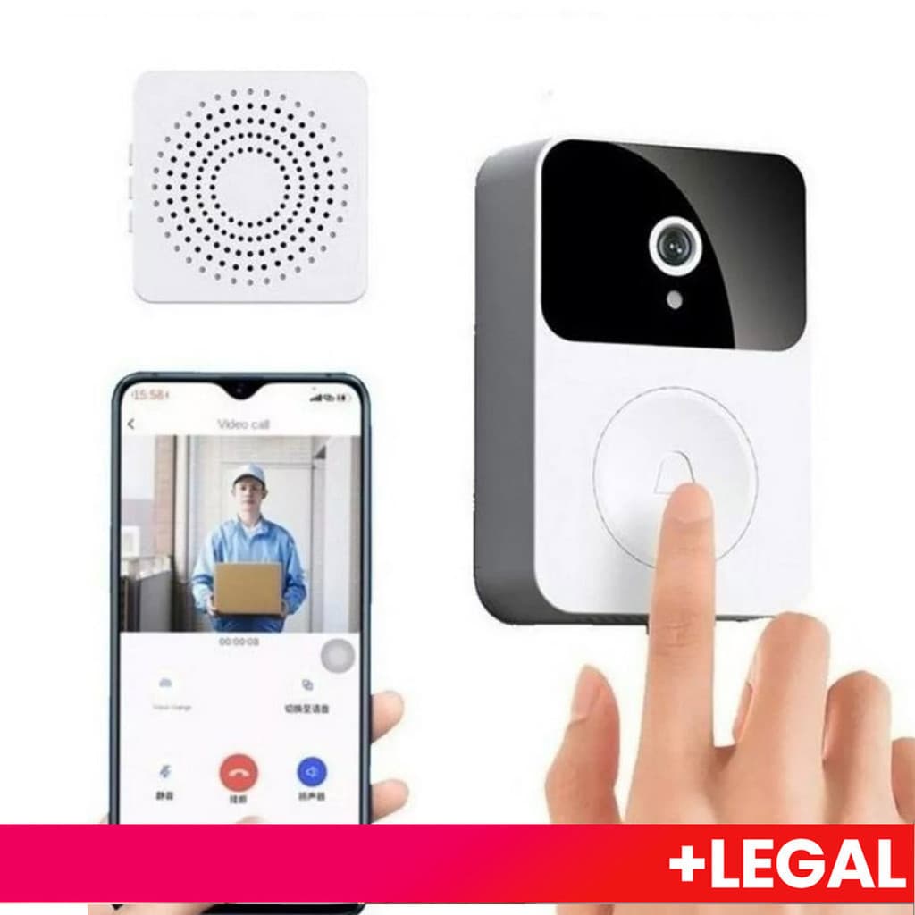 Campainha Wi-Fi Recarregável: Monitoramento 24h em HD na Palma da Mão. Inclui Acessórios de Instalação e Cabo de Dados