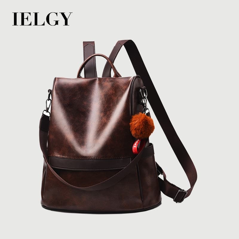 IELGY Versão Coreana Rua Casual Mochila Moda Exclusiva Mochila de Couro Macio de Grande Capacidade