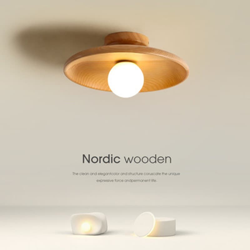 VIMI Luz De Teto Retrô, Luminária De Teto Moderno De Madeira Maciça, Decorativa Para Quar