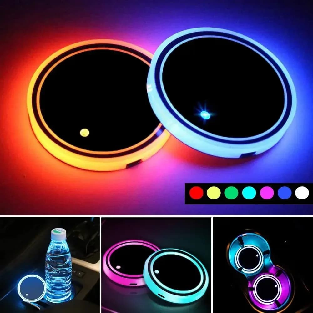 1PC Universal LED Suporte De Copo Do Carro Luz Porta-Copos Garrafa Atmosfera Esteiras 7 Cores Almofada Acessórios Interi