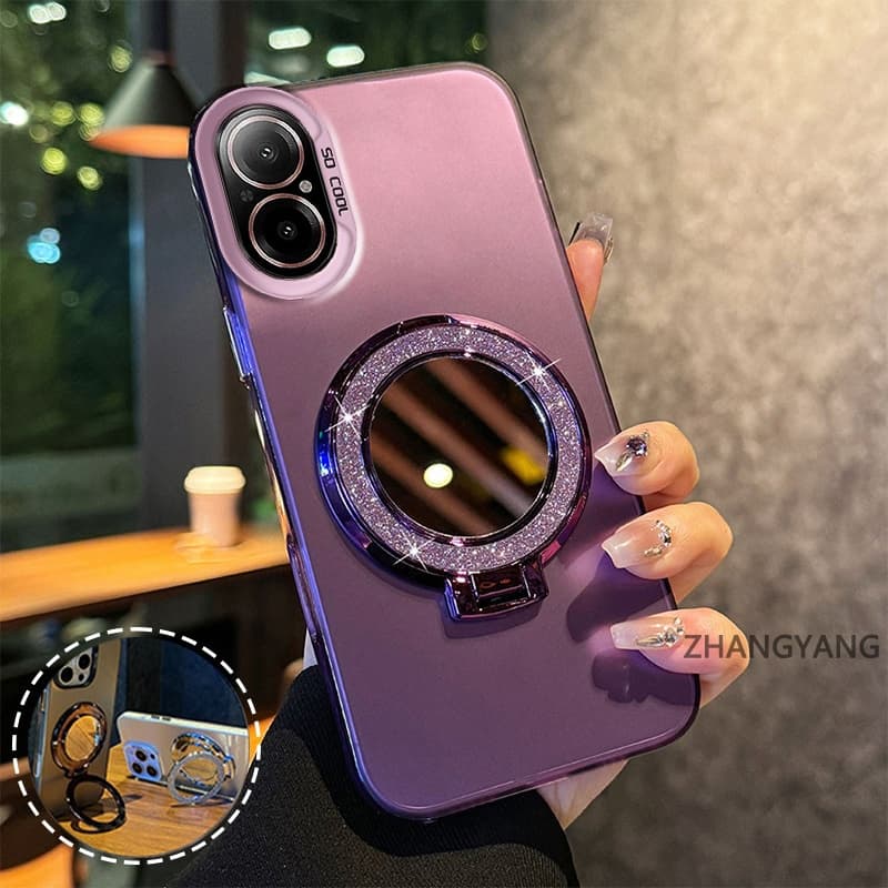 Capa Para realme C67 Silicone Fosco TPU De Telefone Estética Espelho Função Suporte Novo design anti Queda Caso Macio