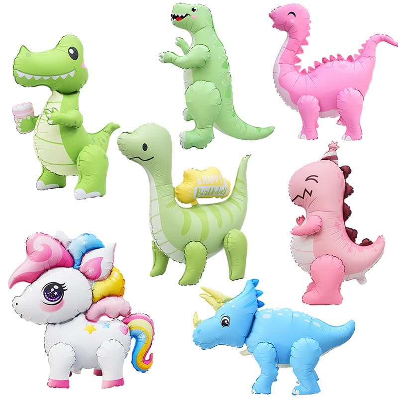 Balão Animal De Dinossauro Fosco 4D Chapéu Fofo Inflável De Folha Rosa Tema Festa De Aniversário Chá De Bebê Crianças Se