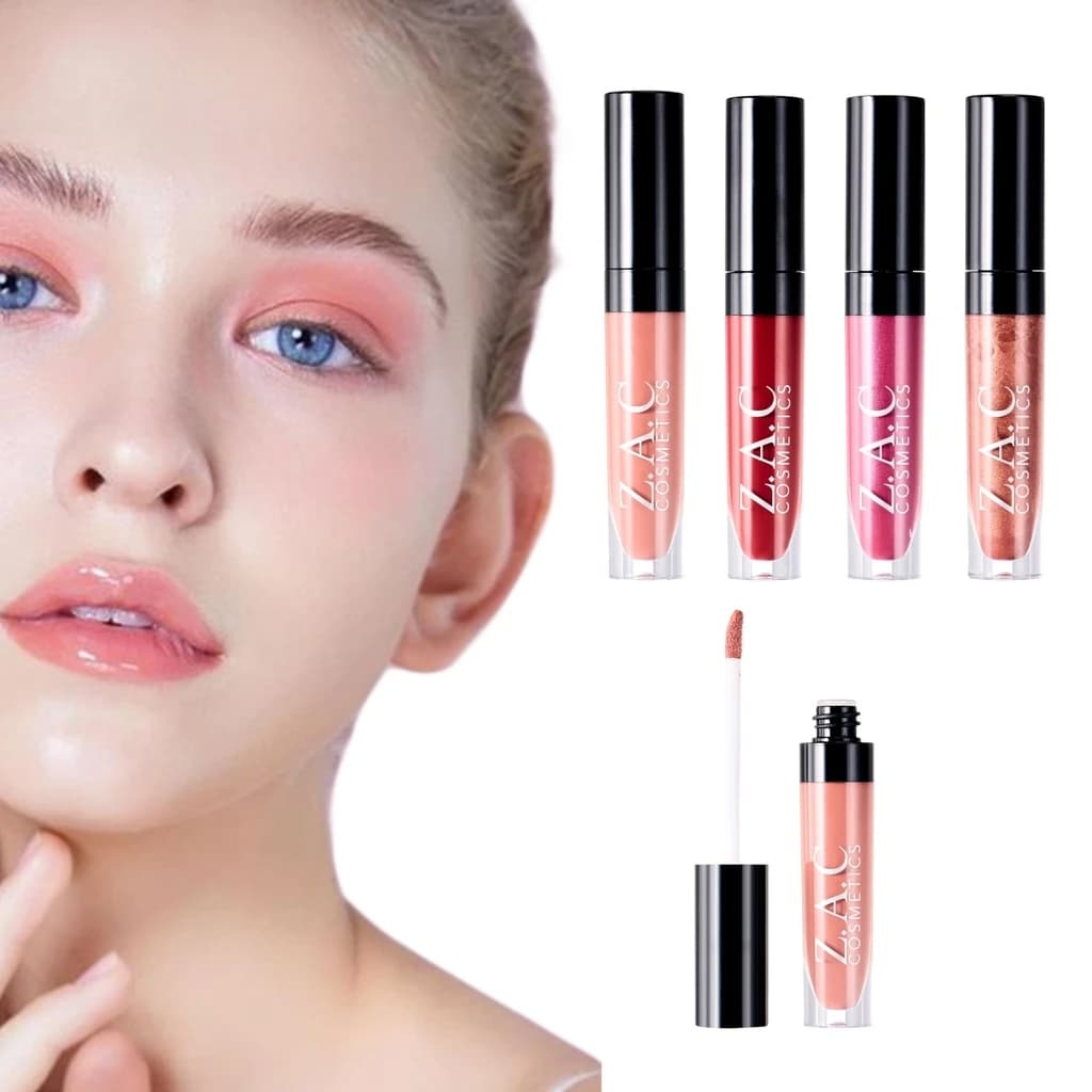Z.A.C Labial Gloss Perolado Água Brilho  Hidratante Batom Fino Intermitente Batom de   LG0802