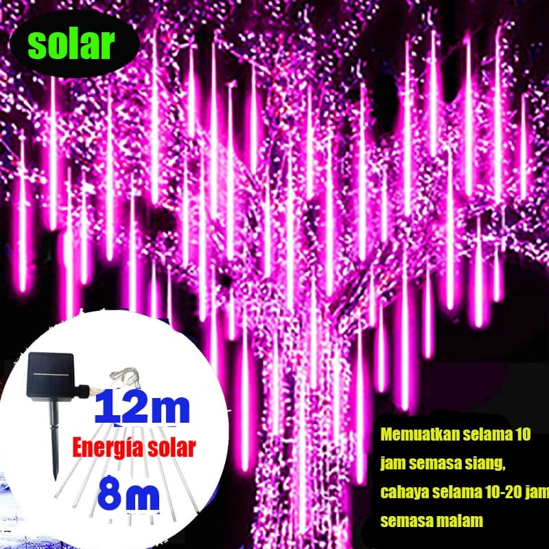 [Entrega 24 horas]8m \ 12m luz solar de chuva de meteoro LEDPisca pisca,decoração de festa, ar livre, Natal, casamento