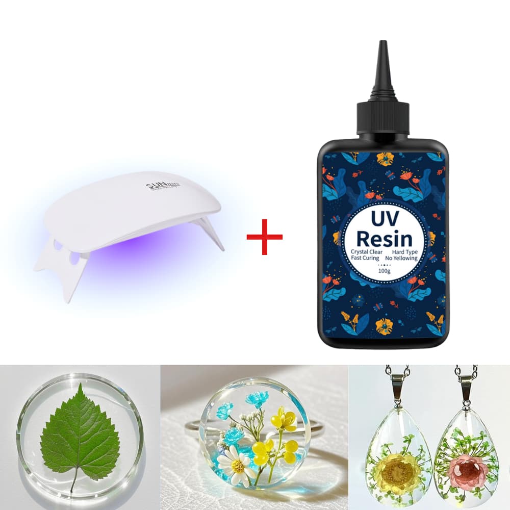 Kit De Resina UV E Lâmpada 100g-Epóxi Transparente De Alto Brilho Baixo Odor De Cura Rápida Para Joias , Artesanato Com