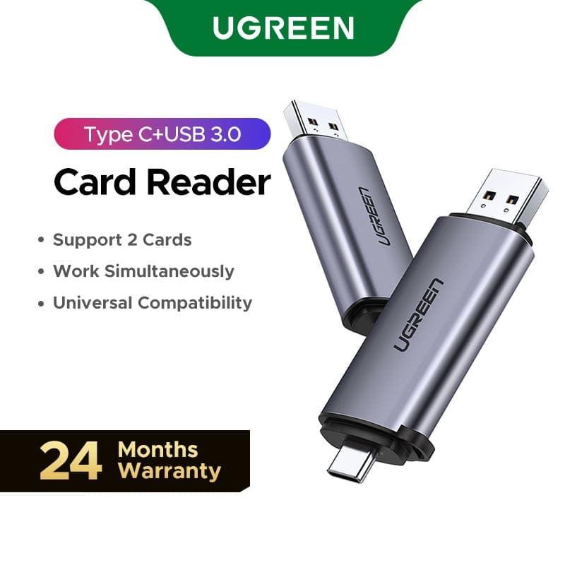 Leitor De Cartões UGREEN USB 3.0 & Type C Para SD Micro TF PC Acessórios Laptop Cardreader De Memória Inteligente