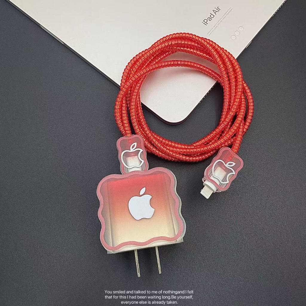 WEZFY 16FC  Capa protetora para carregador iPhone em vermelho degradê, compatível com cabo de dados 11/12/13/14/15/16/17
