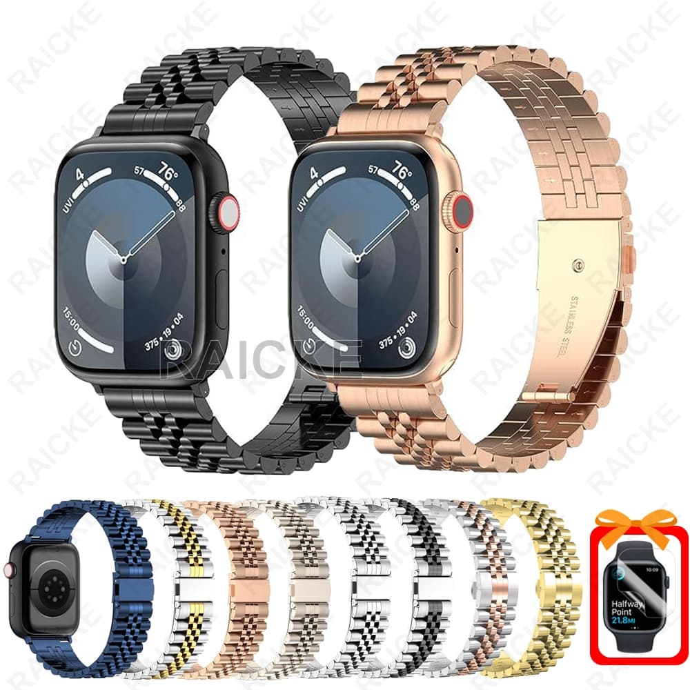 Pulseira Clássica De Aço Inoxidável  De Metal Para iWatch Série 11/10/9/8/7/6/5/4/3/SE Ultra 2 49mm 46 44 45 41 42 40 38