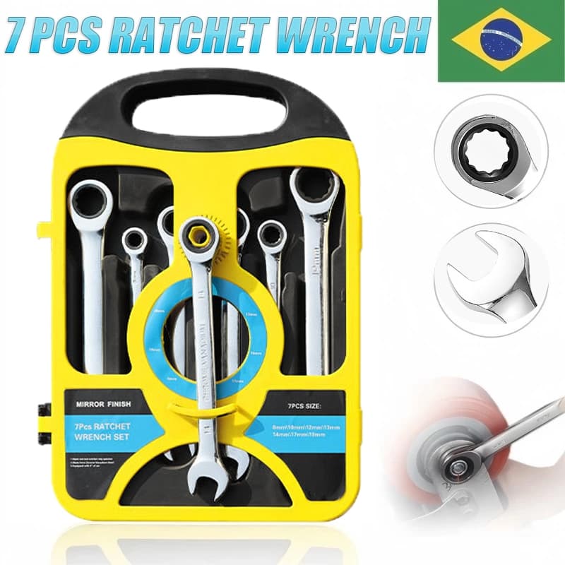 Jogo Chave Combinada Catraca Articulada 7 Peças 08 a 19mm
