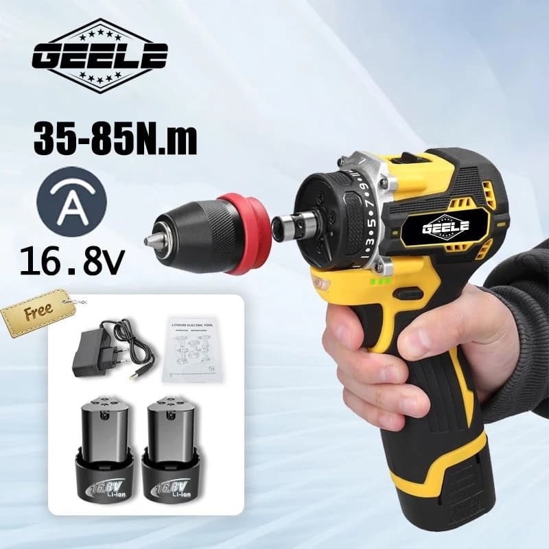 16.8v  Furadeira Parafusadeira Impacto Sem Fio 2 Baterias /Brushless