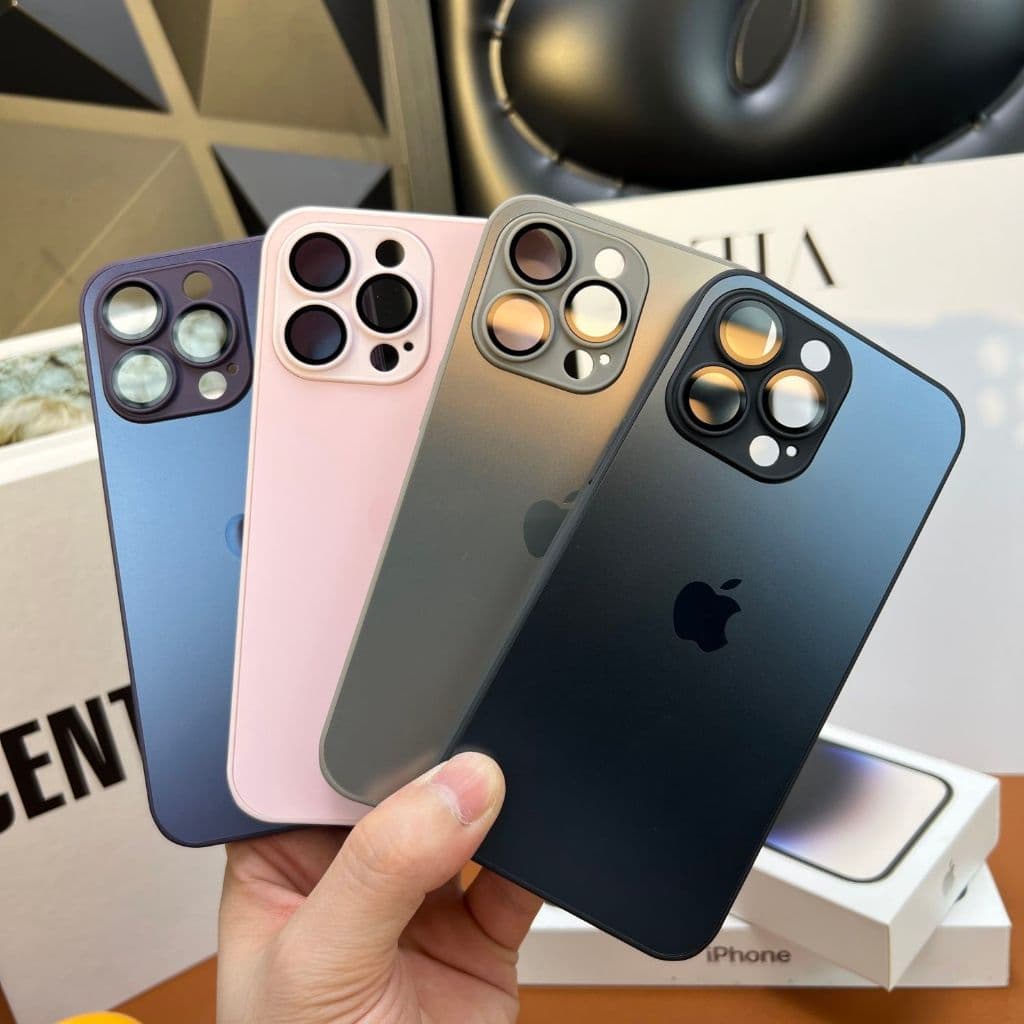 Para iPhone 11 12 13 14 15 16 Pro Max Plus Invólucro Luxo AG Capa De Telefone De Vidro Fosco Com Lente De Câmera