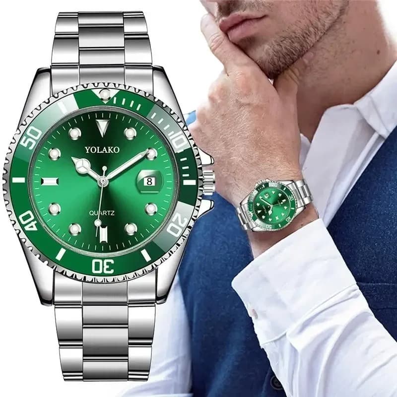 MUHUO Relógio Masculino De Luxo , De Quartzo , Relógios De Negócios , Mostrador Azul , Calendário , Pulseira De Aço Inox