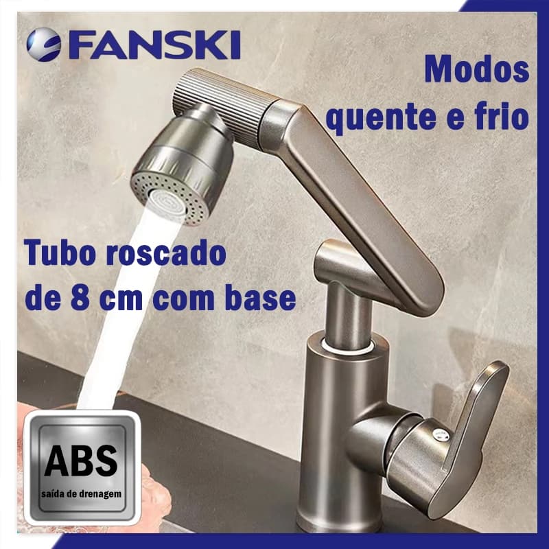 Torneira De Banheiro De Alavanca Única 360 Água Quente E Fria Cinza Deluxe