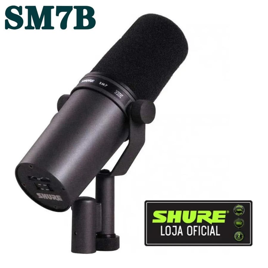 Microfone Shure Sm7b Estúdio De Som Dinâmico Podcast Preto