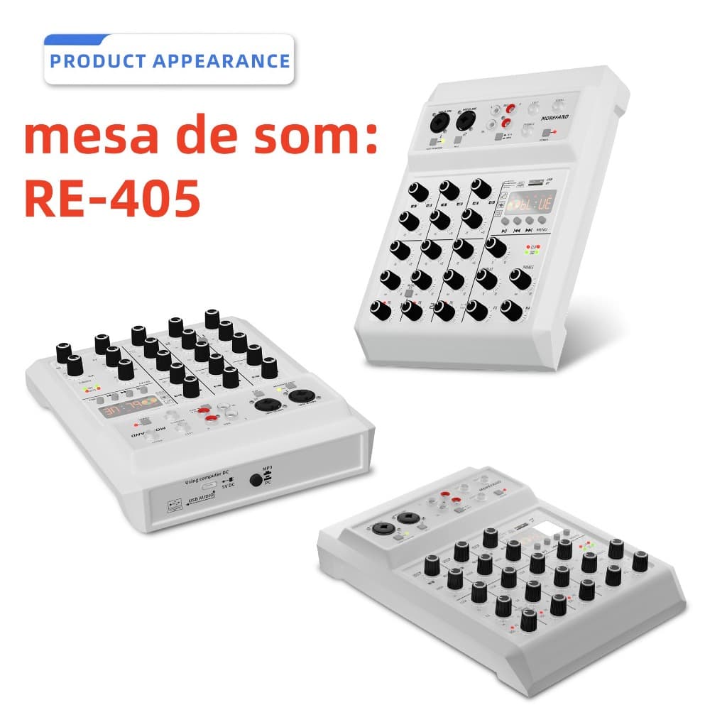 console De Som Media mix Re-405 Dj 2 Microfone Bluetooth Usb