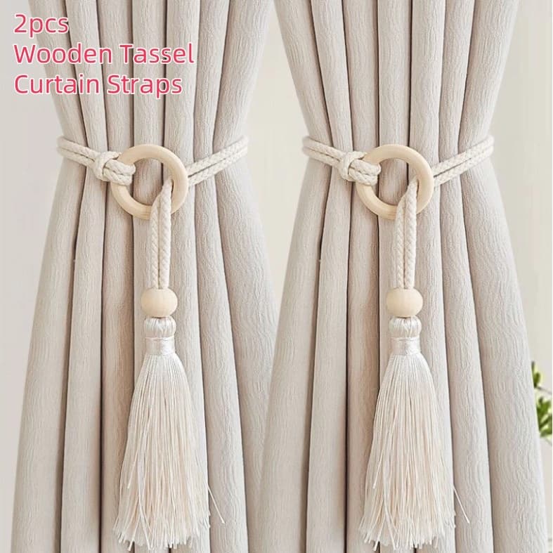 Cortina Tassel tie up Estilo de madeira, cinta de ligação de cortina fivela de armazenamento Decoração de cortina