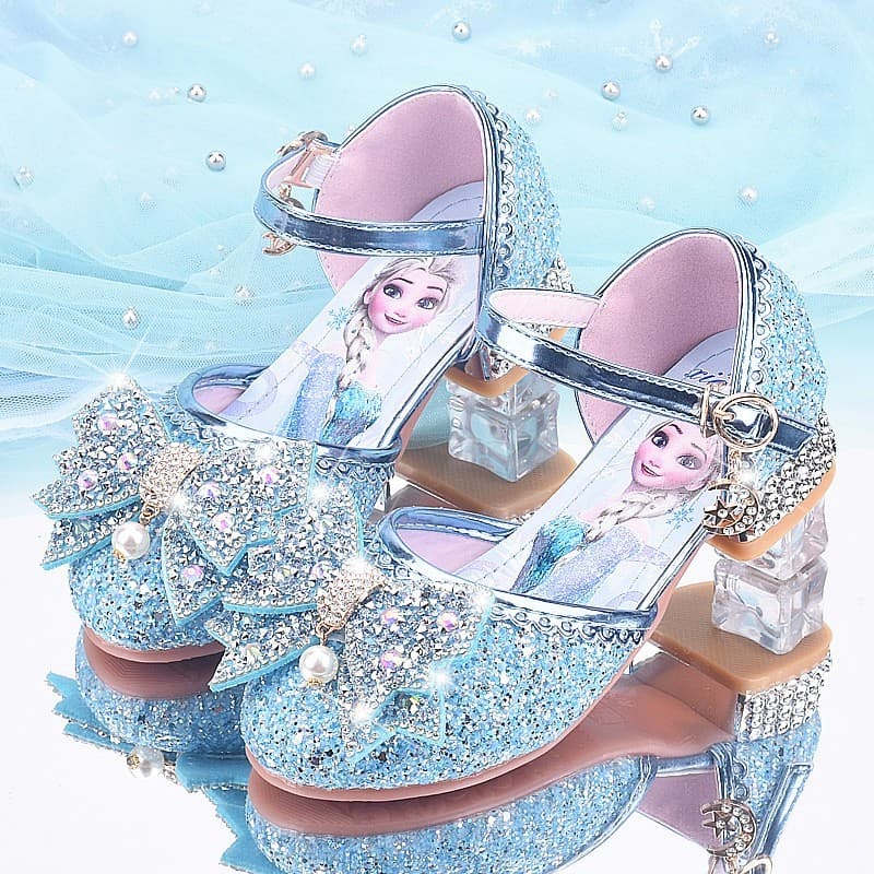 Crianças Dos Desenhos Animados Princesa Meninas Sapatos De Bebê Salto Alto Cristal Fundo Macio