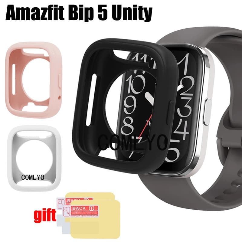 Para O Amazfit Bip 5 unity Case Smartwatch Relógio Inteligente De Silicone Macio Protetor De Pára-Choques Filme Tela