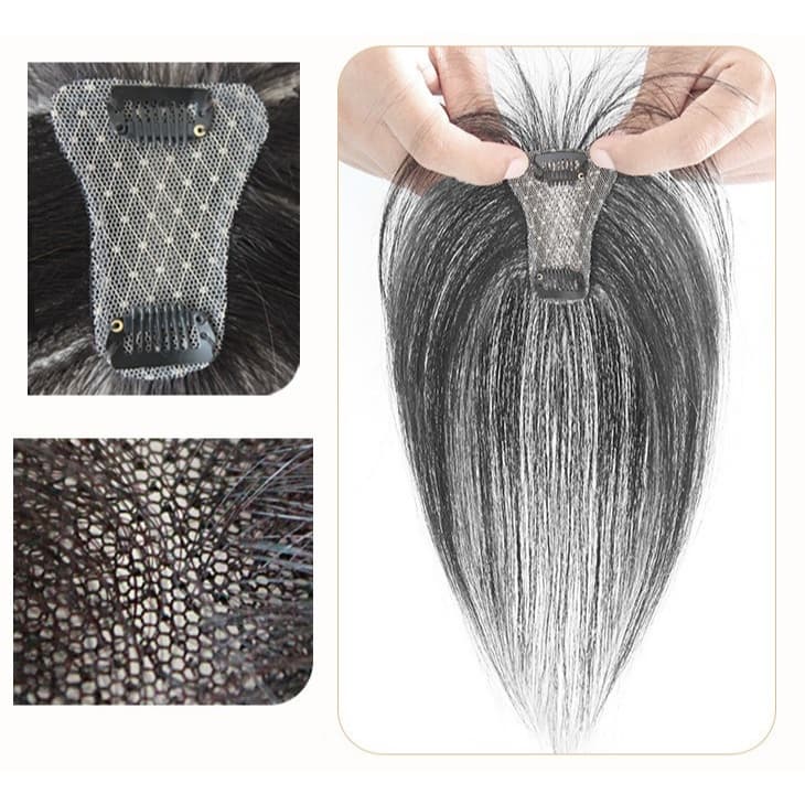 Artigo decorativo de Cabelo Boné 4×6cm Grampo, Franja com Cabelo de Bebê Humano 25cm
