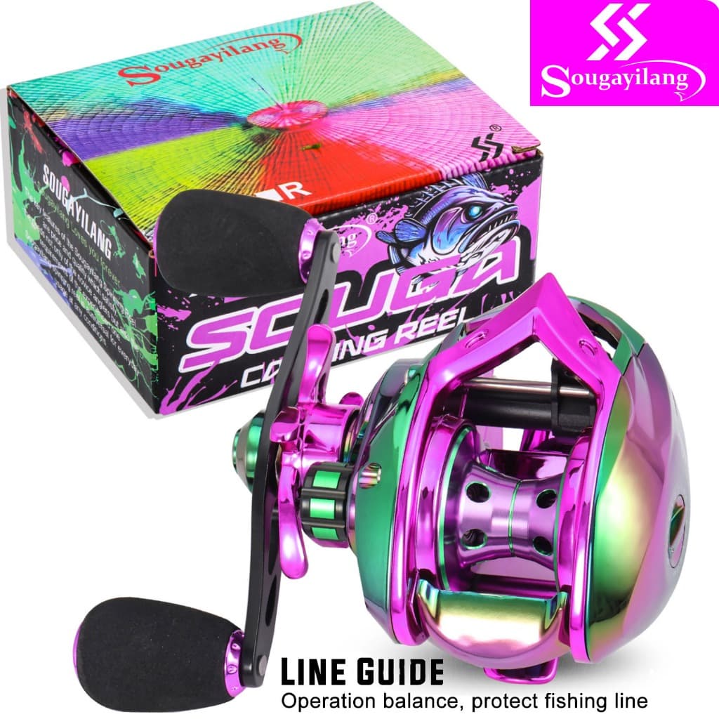 Sougayilang Carretel De Pesca De Fundição Colorida 17 + 1BB Max Arraste 10kg