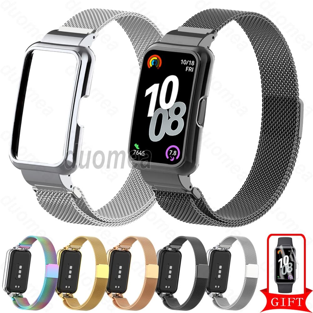 Pulseira De Metal Com Moldura De Caixa , Acessórios De Aço Inoxidável Para Huawei Band 11 Pro 10 9 8 7 6 / Honor Band 9