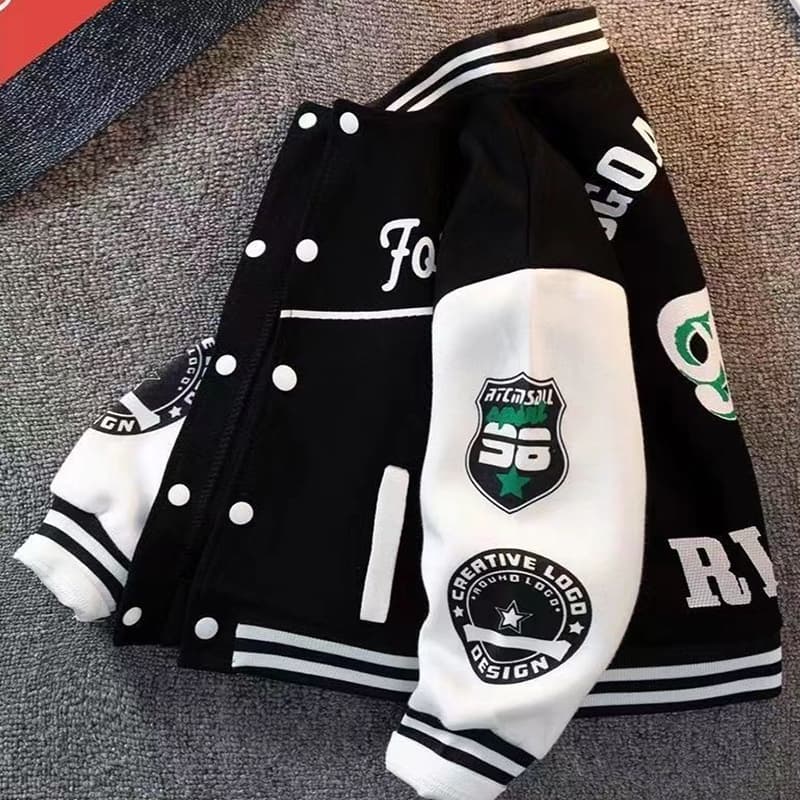 Outono Crianças Meninos Jaqueta De Beisebol Blusão Moda Carta Impressão Esportes Roupas Casuais