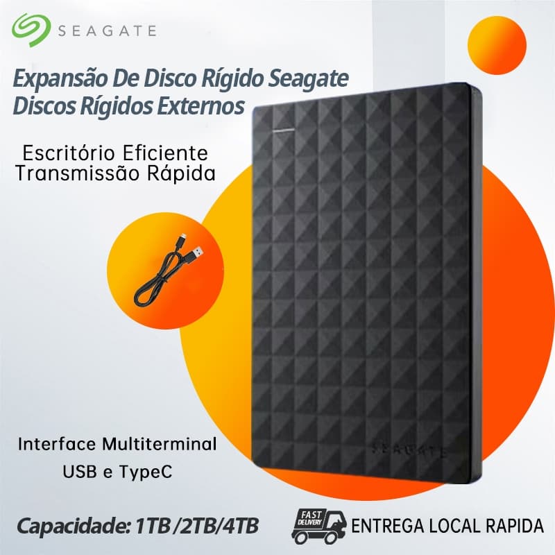 Seagate HD Externo Original 1 Tb/2/4 SSD USB 3.0 Para Adaptador De Presente De Escritório E Estudo