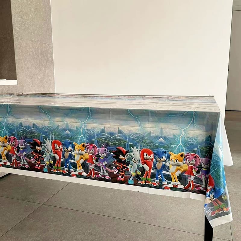 Toalha De Mesa Plástica Descartável Sonic The Hedgehog 180 * 108cm