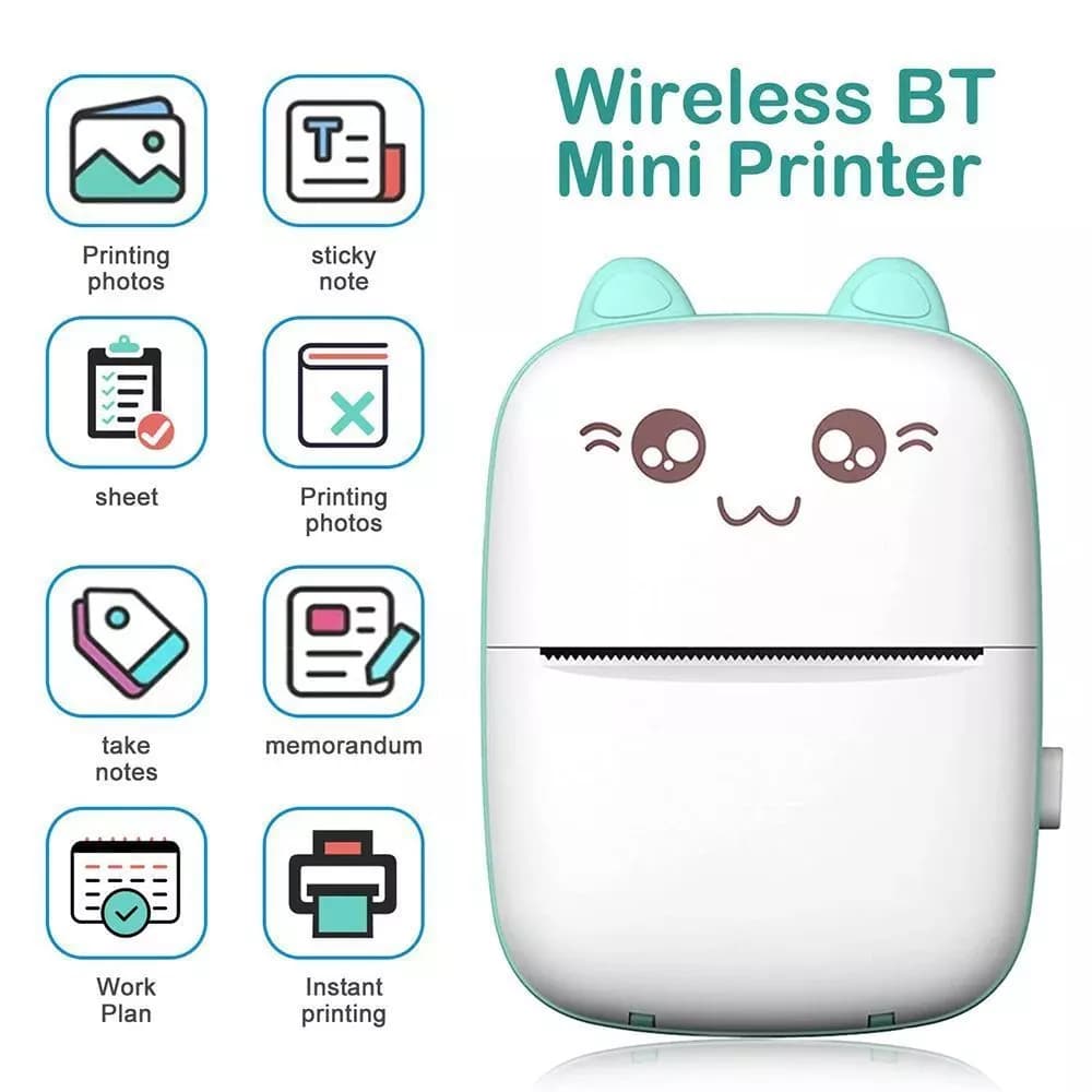 Mini Impressora Térmica Portátil De Bolso Impressão Sem Fio Fotos Notas Bluetooth Para Android Ios