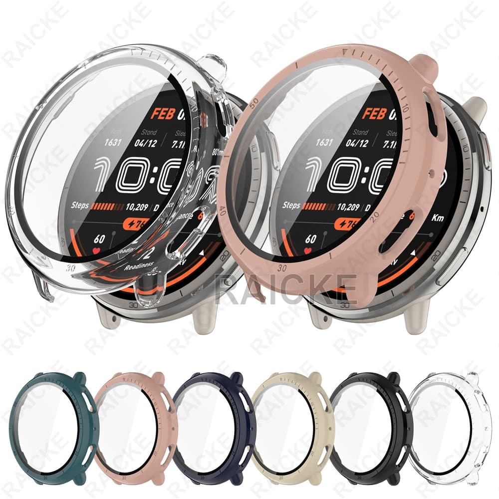 Capa Rígida Para PC Com Protetor De Tela De Vidro Temperado Amazfit Active 2/Amazfit Max 3 Premium