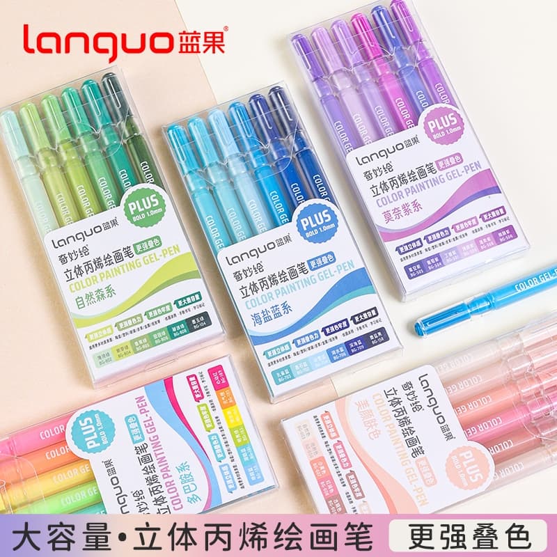 Languo Conjunto De Pincéis De Pintura Acrílica Tridimensional De 54 Cores , Caneta Colorida Empilhável De Grande Capacid