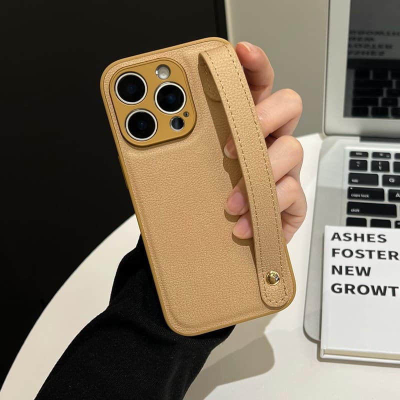 Capa De Telefone Com Pulseira De Couro Vintage Coreana Para iPhone 16 11 12 13 14 15 Pro Max 16 Plus XS 7 8 Luxo À Prova
