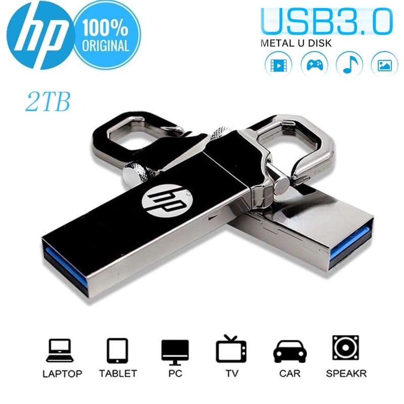 Unidade Flash Portátil HP Pen Drive 2TB USB 3.0 À Prova D'água E De Poeira Para Armazenar Arquivos Vídeos OTG