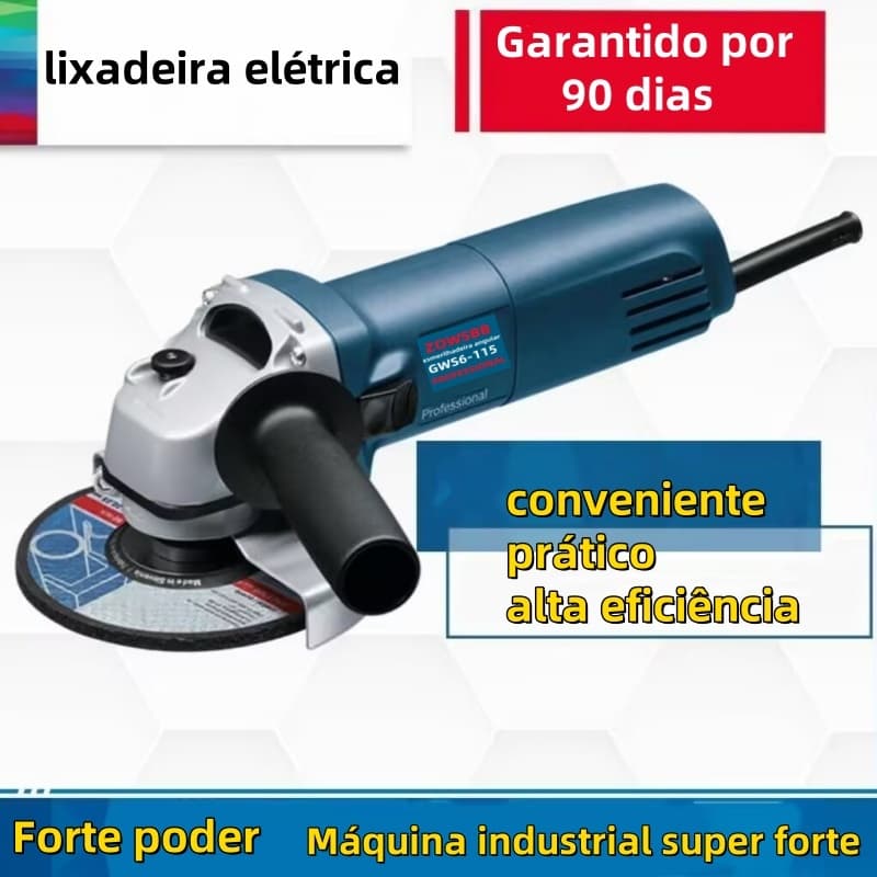 Esmerilhadeira Angular GW6-115 Mini Serra Elétrica Máquina De Corte Genérica lixadeira Bosch 990W