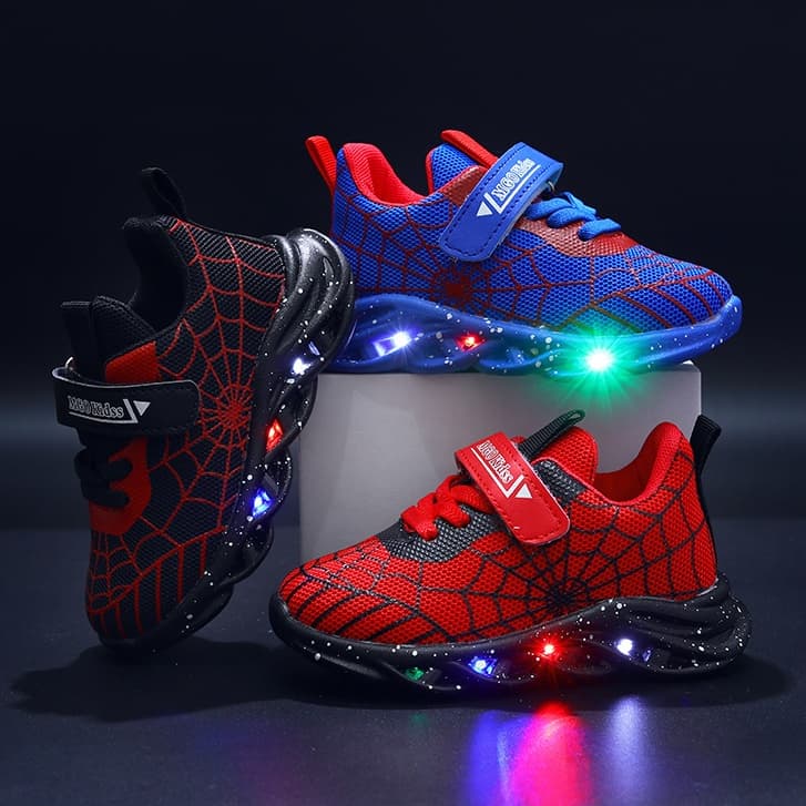 2025 Novo Estilo tênis infantis meninos estudantes casuais sapatos de placa alta meninas sapatos de bebê LED sapatos
