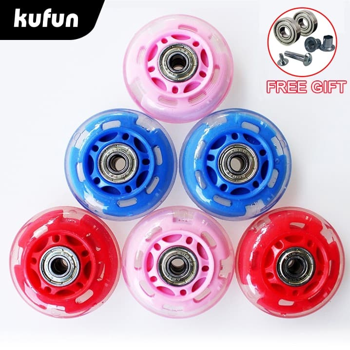 KUFUN Rodas De Patins Infantis Roda Luminosa Rosa/Vermelho/Azul 64 70mm