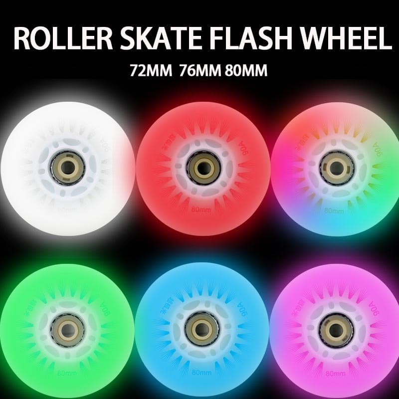 KUFUN Roller Skate 4 Peças Rodas LED Inline Waveboard Luz Brilhante 90A 72mm 76mm 80mm