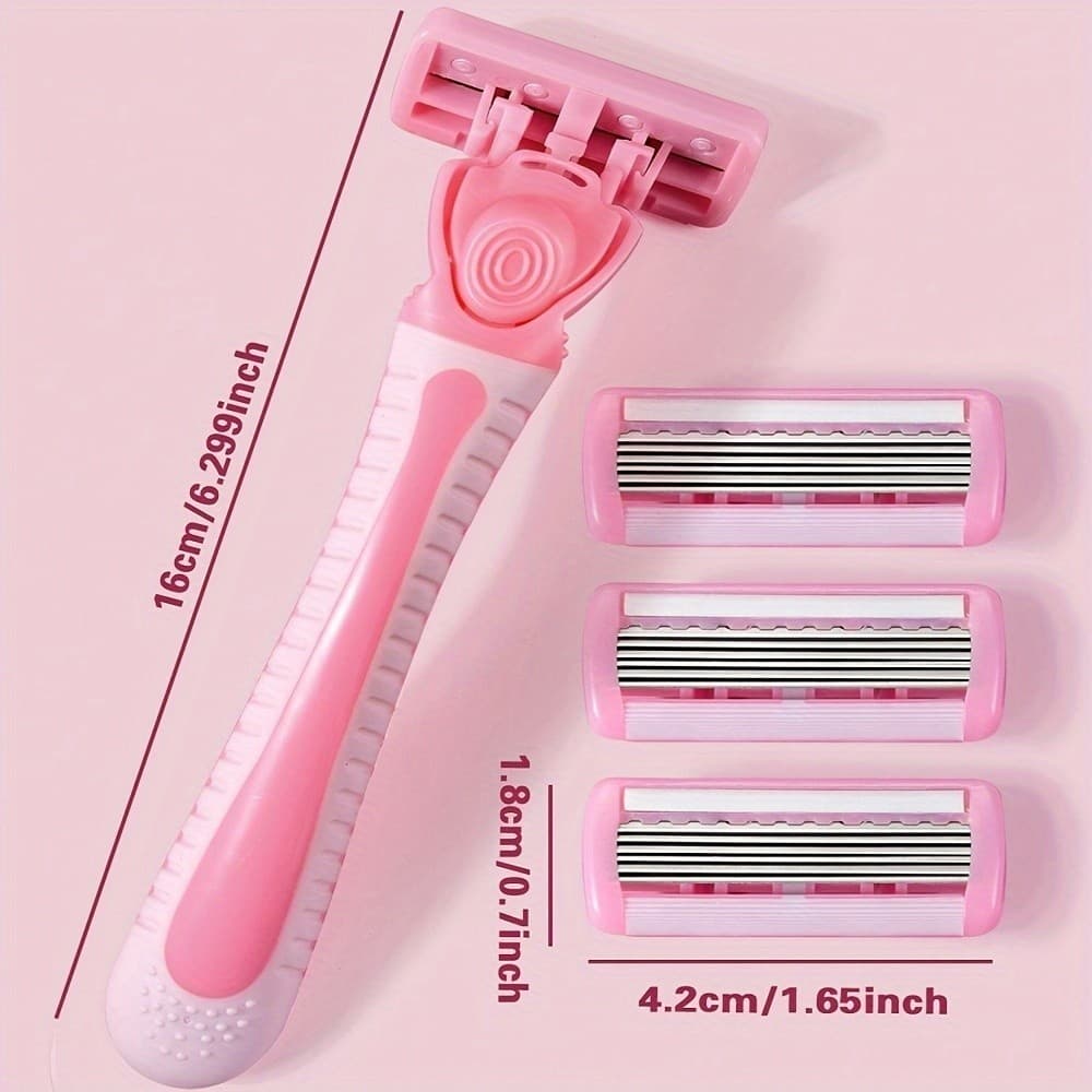Lâminas de Barbear Femininas Sensíveis à Pele com 6 Camadas de Segurança Aço Inoxidável