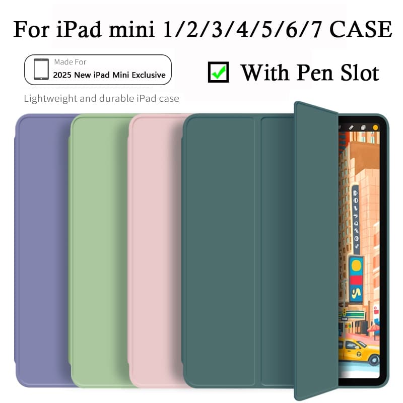 2025 Novo Para iPad mini 1 2 3 4 5 6 7 Suporte Magnético Triplo À Prova De Queda Com Slot Caneta Fino E Automático Acord