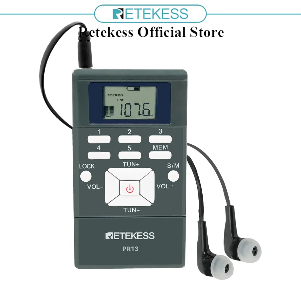 Retekess Pr13 Mini Portátil Rádio Fm Receptor Digital Estação De Rádio Com 24-hour Relógio Digital