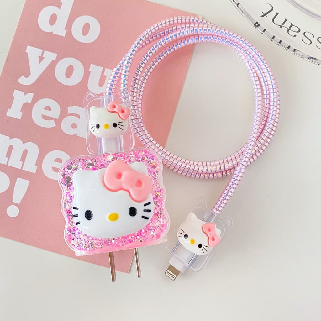 Hello Kitty Carregador Capa Protetora Compatível Para Modelos IPhone 12 13 14 15 Suporta 18W 20W Conjunto Enrolador De