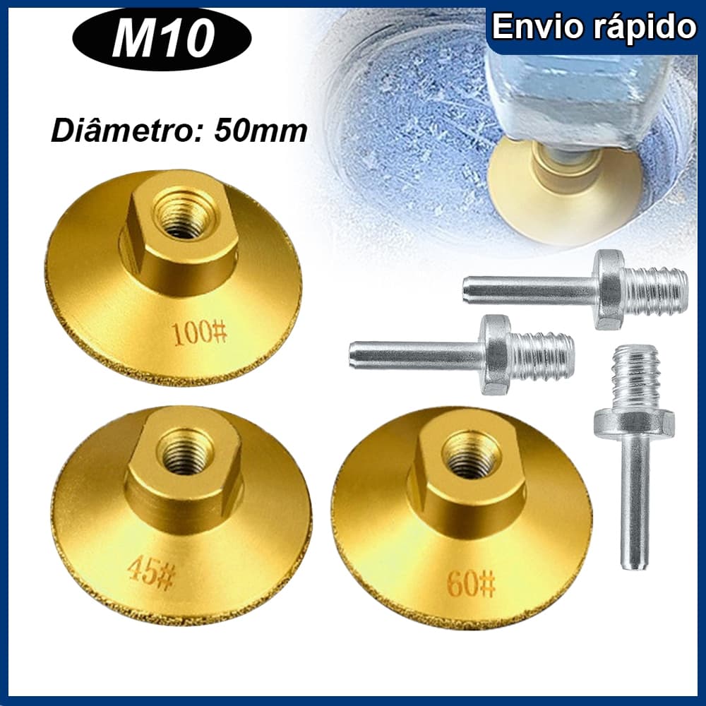 100 #60 #45 #M10 50mm cabeça de moagem plana de soldagem corte pedra bancada polimento ângulo moedor disco moagem