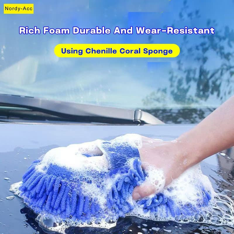 Luva De Lavagem De Esponja De Chenille Premium , Limpeza De Carro , Coral Macia , Purificador Para Seguro , Livre De Arr