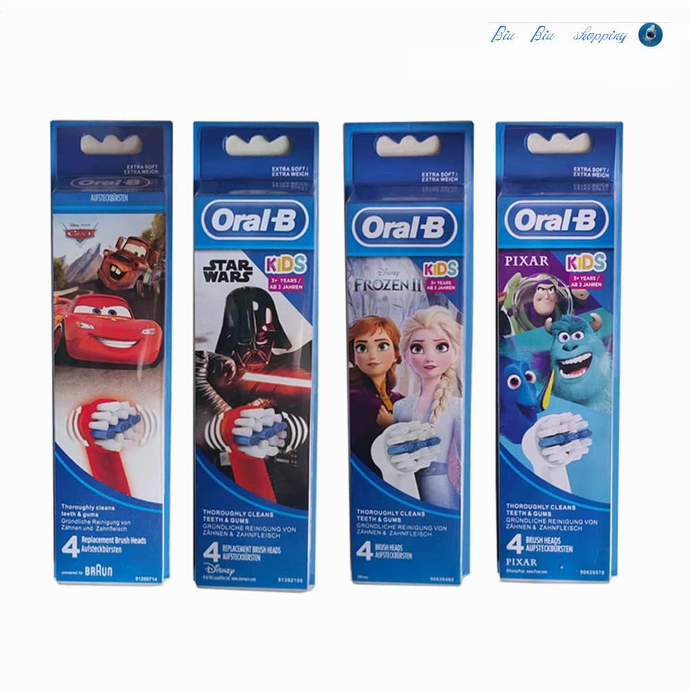Para Oral B Cartoon Escova De Dentes Elétrica Infantil Cabeça De Substituição (1 Caixa Com 4)